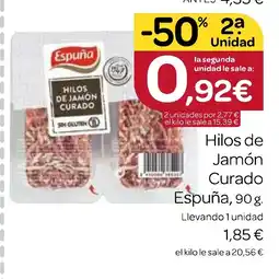 Supermercados El Jamón ESPUÑA Hilos de Jamón Curado oferta