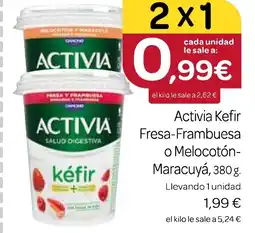 Supermercados El Jamón ACTIVIA kéfir Fresa-Frambuesa o Melocotón- Maracuyá oferta