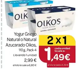 Supermercados El Jamón OIKOS Yogur Griego Natural o Natural Azucarado oferta