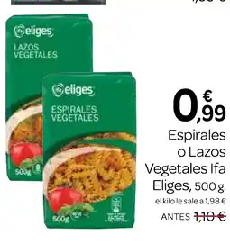 Supermercados El Jamón IFA ELIGES Espirales o Lazos Vegetales oferta