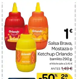 Supermercados El Jamón ORLANDO Salsa Brava Mostaza o Ketchup oferta