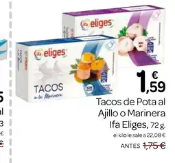Supermercados El Jamón IFA ELIGES Tacos de Pota al Ajillo o Marinera oferta