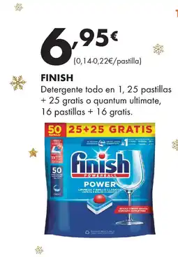 Supermercados Lupa FINISH Detergente todo en 1, 25 pastillas + 25 gratis o quantum ultimate oferta