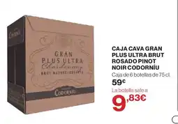 Hipercor Caja cava gran plus ultra brut rosado pinot noir codorníu oferta