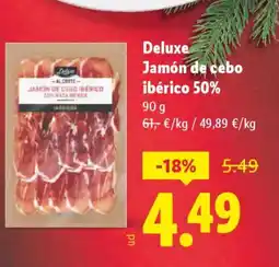 Lidl DELUXE Jamón de cebo ibérico 50% oferta