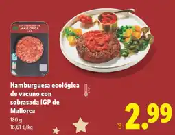 Lidl Hamburguesa ecológica de vacuno con sobrasada IGP de Mallorca oferta