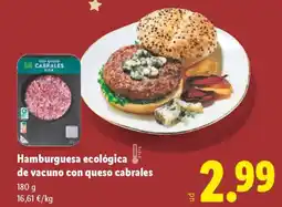 Lidl Hamburguesa ecológica de vacuno con queso cabrales oferta