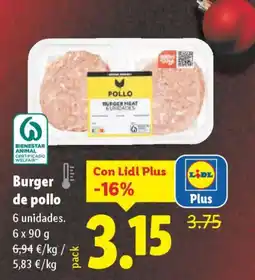 Lidl Burger de pollo oferta