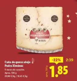 Lidl Cuña de queso añejo Pedro Ximénez oferta