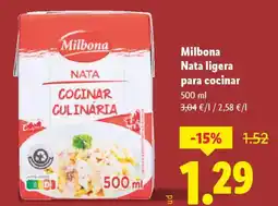 Lidl MILBONA Nata ligera para cocinar oferta