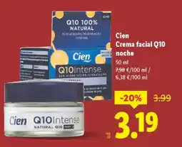 Lidl CIEN Crema facial Q10 noche oferta