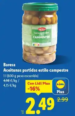Lidl BARESA Aceitunas partidas estilo campestre oferta