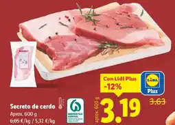 Lidl Secreto de cerdo oferta
