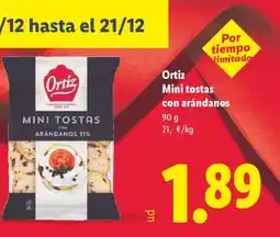 Lidl ORTIZ Mini tostas con arándanos oferta