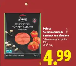 Lidl DELUXE Salmón ahumado noruego con pistacho oferta