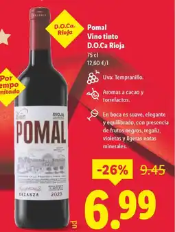 Lidl POMAL Vino tinto D.O.Ca Rioja oferta