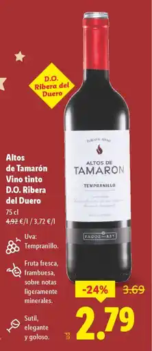 Lidl ALTOS DE TAMARON Vino tinto D.O. Ribera del Duero oferta
