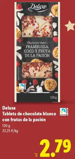 Lidl DELUXE Tableta de chocolate blanco con frutas de la pasión oferta