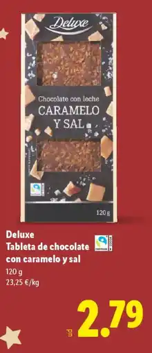 Lidl DELUXE Tableta de chocolate con caramelo y sal oferta