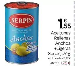Supermercados El Jamón SERPIS Aceitunas Rellenas Anchoa + Ligeras oferta
