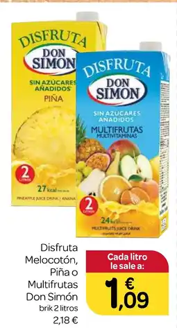 Supermercados El Jamón DON SIMÓN Disfruta Melocotón, Piña o Multifrutas oferta