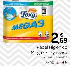 Supermercados El Jamón FOXY Papel Higiénico Mega3 oferta