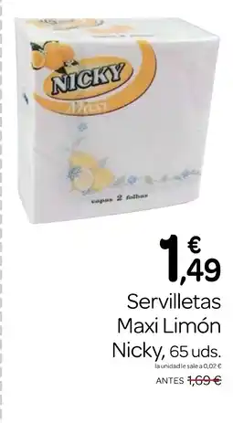 Supermercados El Jamón NICKY Servilletas Maxi Limón oferta