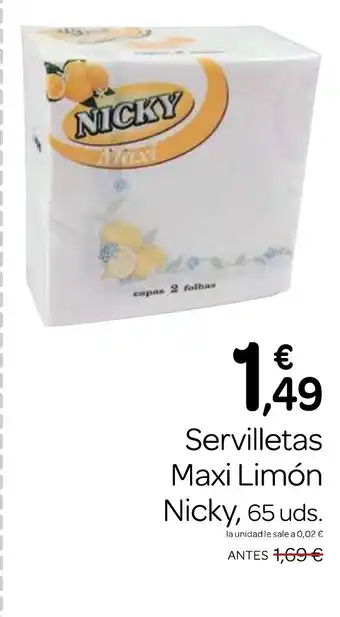 Supermercados El Jamón NICKY Servilletas Maxi Limón oferta