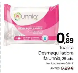 Supermercados El Jamón IFA UNNIA Toallita Desmaquilladora oferta