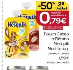 Supermercados El Jamón Pouch Cacao o Plátano Nesquik Nestlé oferta