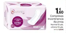 Supermercados El Jamón IFA UNNIA Compresas Incontinencia oferta