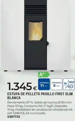 BigMat Estufa de pellets pasillo first slim blanca oferta
