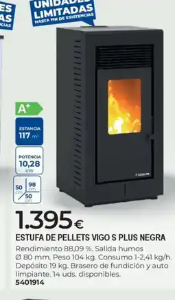 BigMat Estufa de pellets vigo s plus negra oferta