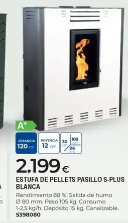 BigMat Estufa de pellets pasillo s-plus blanca oferta