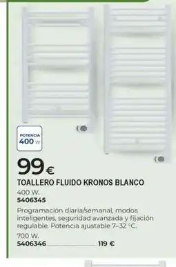 BigMat Toallero fluido kronos blanco 400 w. oferta