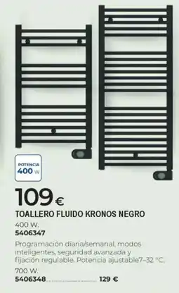 BigMat Toallero fluido kronos negro 400 w. oferta