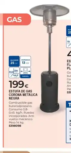 BigMat Estufa de gas corona metálica negra oferta