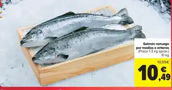 Carrefour Market Salmón noruego por medios o enteros oferta