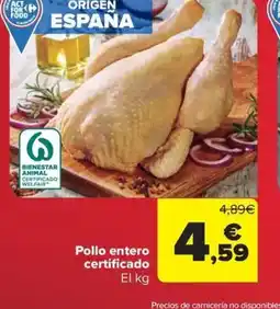 Carrefour Market Pollo entero certificado oferta