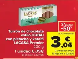Carrefour Market LACASA Turrón de chocolate estilo con pistacho y kataifi Premier oferta