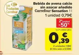 Carrefour Market CARREFOUR SENSATION Bebida de avena calcio sin azúcar añadido oferta