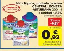 Carrefour Market CENTRAL LECHERA ASTURIANA Nata líquida, montada o cocina oferta