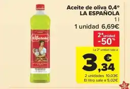 Carrefour Market LA ESPAÑOLA Aceite de oliva 0,4° oferta