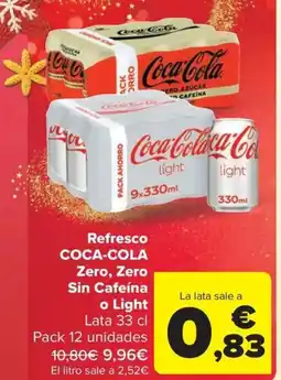 Carrefour Market COCA-COLA Zero, Zero Sin Cafeína o Light oferta