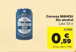 Carrefour Market MAHOU Cerveza Sin alcohol oferta