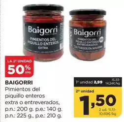 Alimerka Baigorri - pimientos del piquillo enteros extra o entreverados oferta