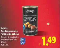 Lidl DELUXE Aceitunas verdes rellenas de achoas oferta