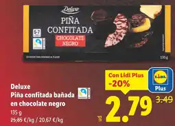 Lidl DELUXE Piña confitada bañada en chocolate negro oferta