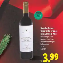 Lidl Sancho garcés vino tinto crianza d.o.ca rioja alta oferta