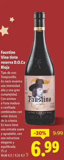 Lidl Faustino Vino tinto reserva D.O.Ca Rioja oferta